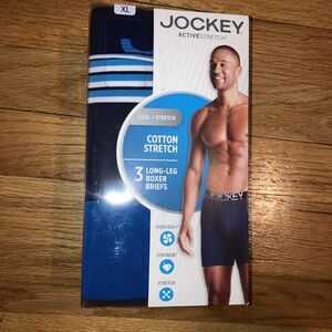 Jockey ActiveStretch 3-Long Leg Boxer Briefs Cotton Stretch Men XL 40-42 NEW
